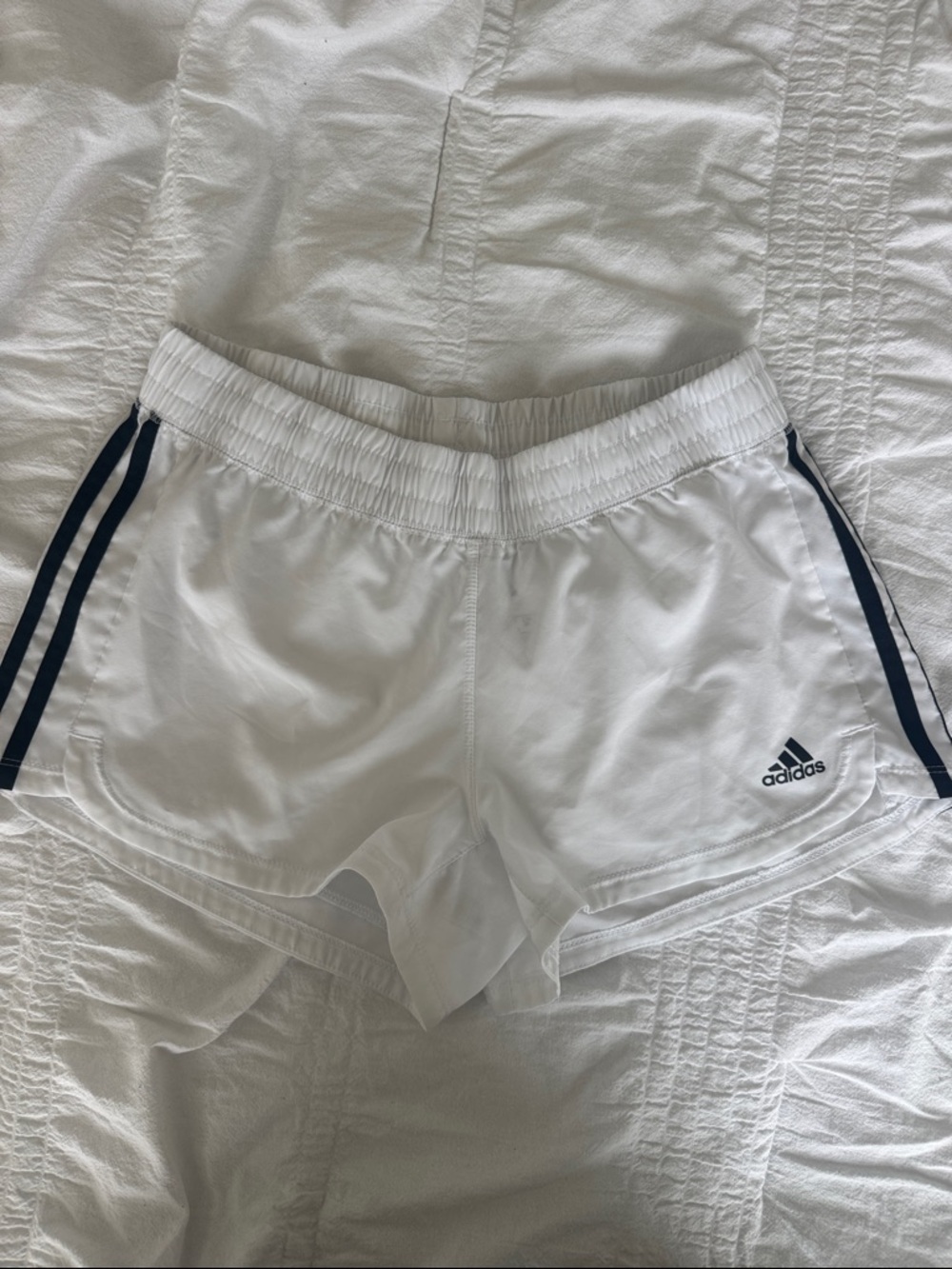 adidas White Shorts with Black Side Stripes